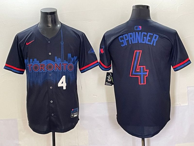 Men 2025 Toronto Blue Jays #4 Springer Black Joint Name Nike MLB Jersey style 4